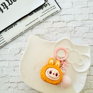 Cute Kawaii Keychain with Pink Pom Pom
